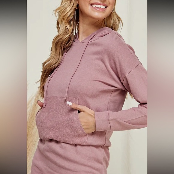 🕊️097- Women's Mauve Hoodie Dress - Picture 2 of 3